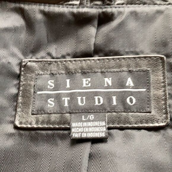 Vintage Sienna Studio leather lined full zip collar pockets jacket Black Large - Picture 9 of 16